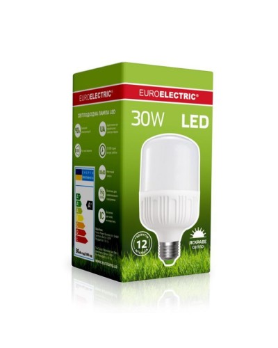 Лампочка EUROELECTRIC Plastic 30W E27 4000K 220V (LED-HP-30274(P))