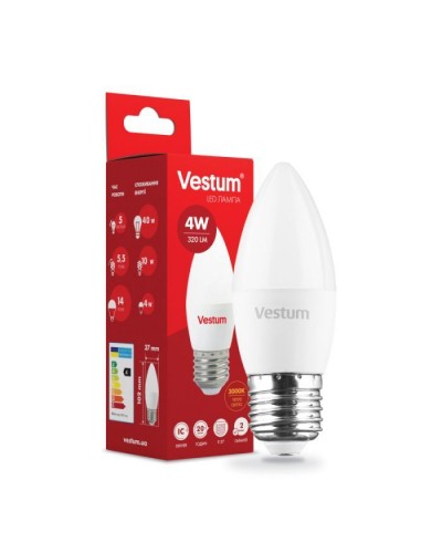 Лампочка Vestum C37 4W 3000K 220V E27 (1-VS-1306)