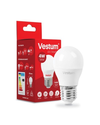 Лампочка Vestum G45 4W 4100K 220V E27 (1-VS-1205)