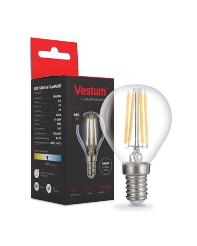 Лампочка Vestum G45 Е14 5Вт 220V 4100К (1-VS-2229)