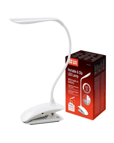 Настільна лампа ColorWay LED Flexible & Clip with built-in accumulator 500mAh (CW-DL04FCB-W)