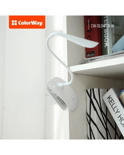 Настільна лампа ColorWay LED Flexible & Clip with built-in accumulator 500mAh (CW-DL04FCB-W)