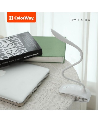 Настільна лампа ColorWay LED Flexible & Clip with built-in accumulator 500mAh (CW-DL04FCB-W)