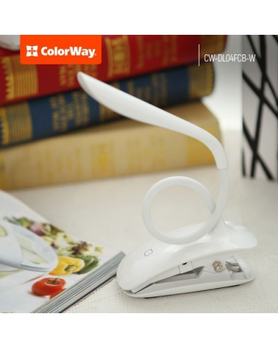 Настільна лампа ColorWay LED Flexible & Clip with built-in accumulator 500mAh (CW-DL04FCB-W)