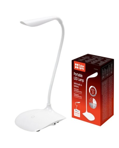 Настільна лампа ColorWay LED Portable & Flexible with built-in accumulator 500mAh (CW-DL06FPB-W)