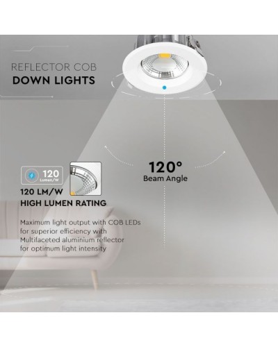 Світильник точковий V-TAC LED 10W, SKU-1272, 230V, 6.4K, 1200Lm (3800157611947)