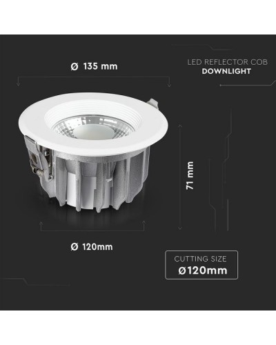 Світильник точковий V-TAC LED 10W, SKU-1272, 230V, 6.4K, 1200Lm (3800157611947)