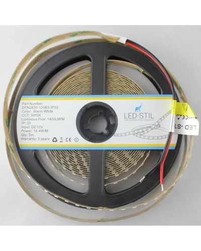 Світлодіодна стрічка LED-STIL 3000K 14,4 Вт/м 2835 120 діодів IP33 12 Вольт 1400 lm (DFN2835-120B3-IP33)