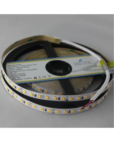 Світлодіодна стрічка LED-STIL 3000K 6 Вт/м 2835 128 діодів IP33 24 Вольта 850 lm тепле світло (DFP2835-128A3-IP33-24V)