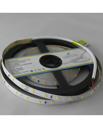 Світлодіодна стрічка LED-STIL 3000K 6 Вт/м 2835 60 діодів IP33 24 Вольта 550 lm (DFP2835-60A3-IP33-24V)