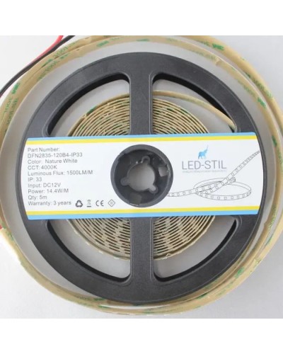 Світлодіодна стрічка LED-STIL 4000K 14,4 Вт/м 2835 120 діодів IP33 12 Вольт 1500 lm нейтральне світло (DFN2835-120B4-IP33)