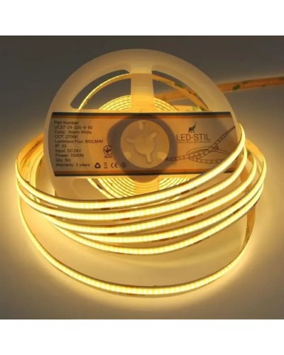 Світлодіодна стрічка LED-STIL 2700K 10 Вт/м COB 320 діодів IP33 24 Вольта 850 lm тепле світло (UC27-24-320-8-90)