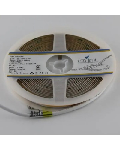 Світлодіодна стрічка LED-STIL 2700K 10 Вт/м COB 320 діодів IP33 24 Вольта 850 lm тепле світло (UC27-24-320-8-90)