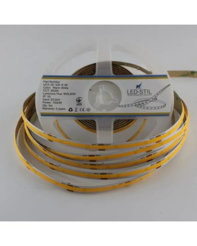 Світлодіодна стрічка LED-STIL 3000K 10 Вт/м COB 320 діодів IP33 24 Вольта 900 lm тепле світло (UC3-24-320-8-90)