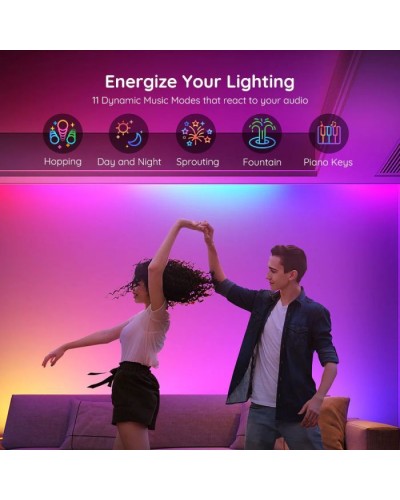Світлодіодна стрічка Govee RGBIC Basic Wi-Fi + Bluetooth LED Strip Light 5м Білий (H618A3D1)
