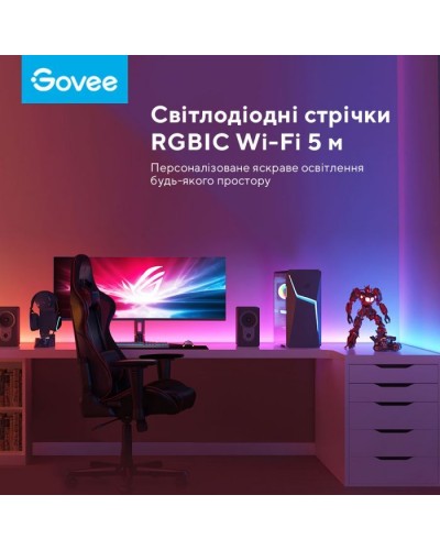 Світлодіодна стрічка Govee RGBIC Basic Wi-Fi + Bluetooth LED Strip Light 5м Білий (H618A3D1)