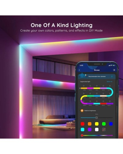 Світлодіодна стрічка Govee RGBIC Basic Wi-Fi + Bluetooth LED Strip Light 10м Білий (H618C3D1)