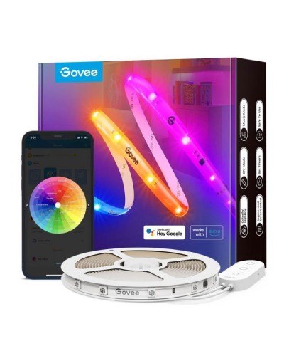 Світлодіодна стрічка Govee RGBIC Basic Wi-Fi + Bluetooth LED Strip Light With Protective Coating 5м Білий (H619A3D1)