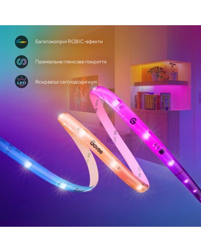 Світлодіодна стрічка Govee RGBIC Basic Wi-Fi + Bluetooth LED Strip Light With Protective Coating 10м Білий (H619C3D1)